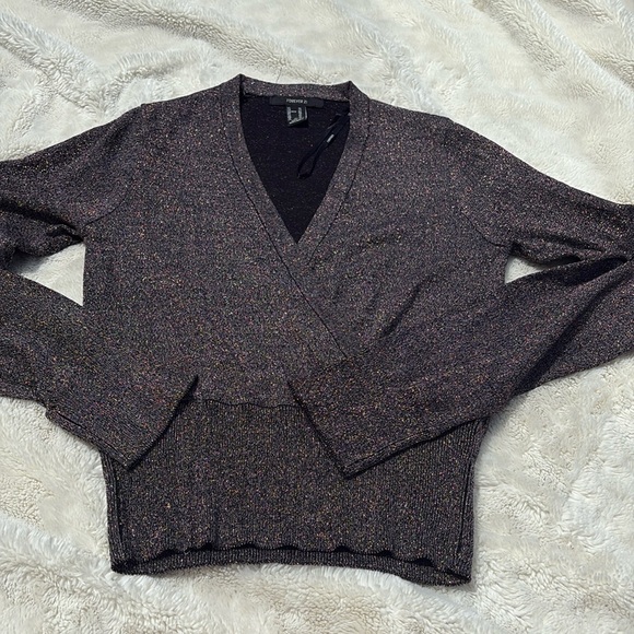 Forever 21 Shimmer Wrap Top – Size XL | Laid-Back Luxe | Pink & Black | - Picture 2 of 8